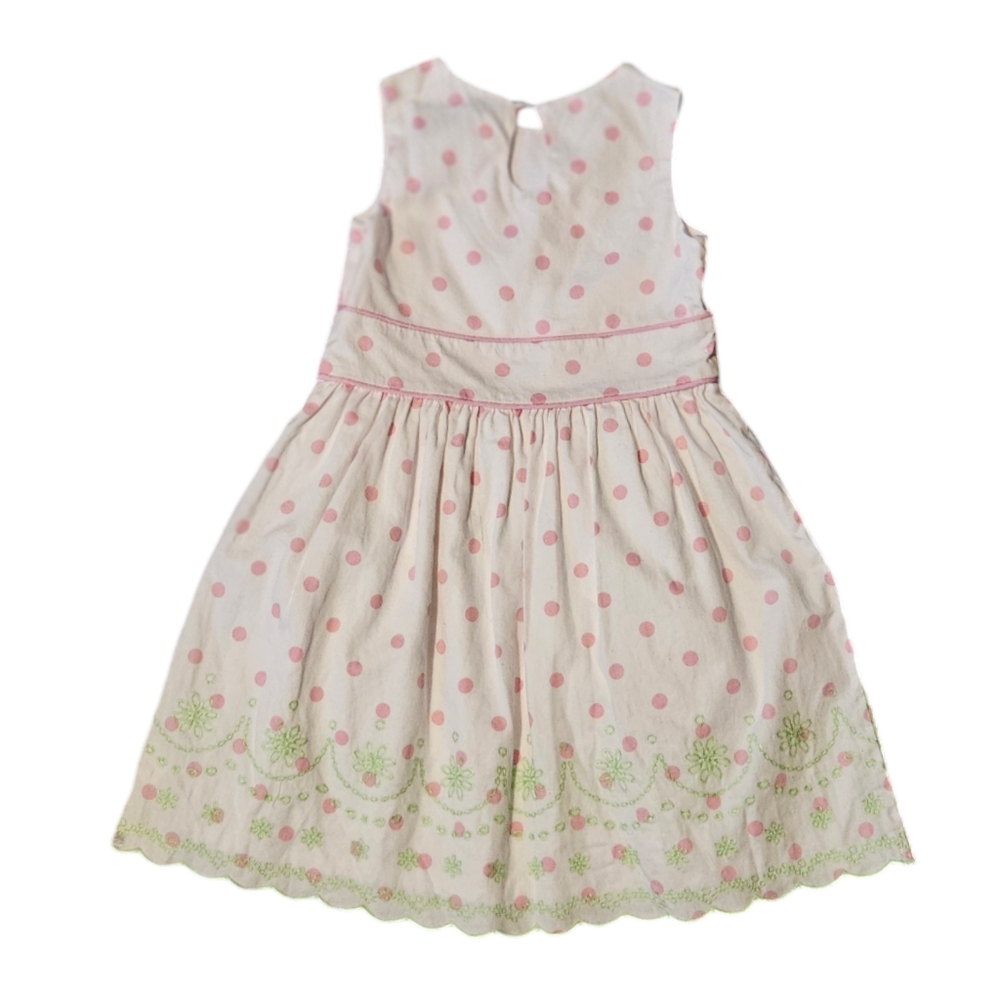 Hartstring Girls Sleeveless White Pink Dots Size 4T - Picture 3 of 6